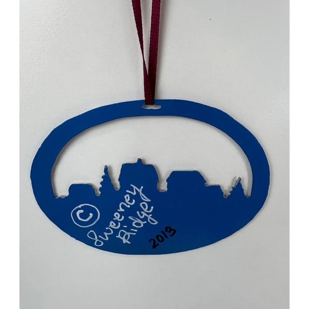 Maine Christmas Cut Metal‎ Ornament Village Scene Handpainted Made In USA